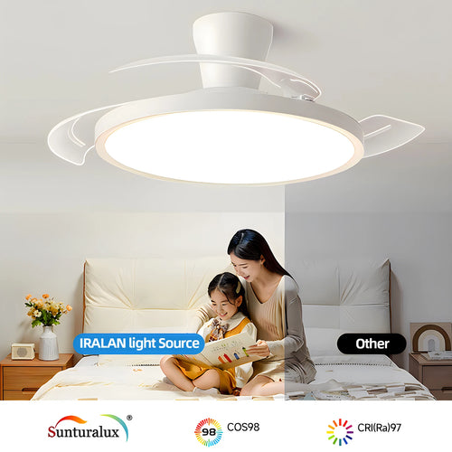 IRALAN - Ventilador de techo invisible con luz LED y control remoto.