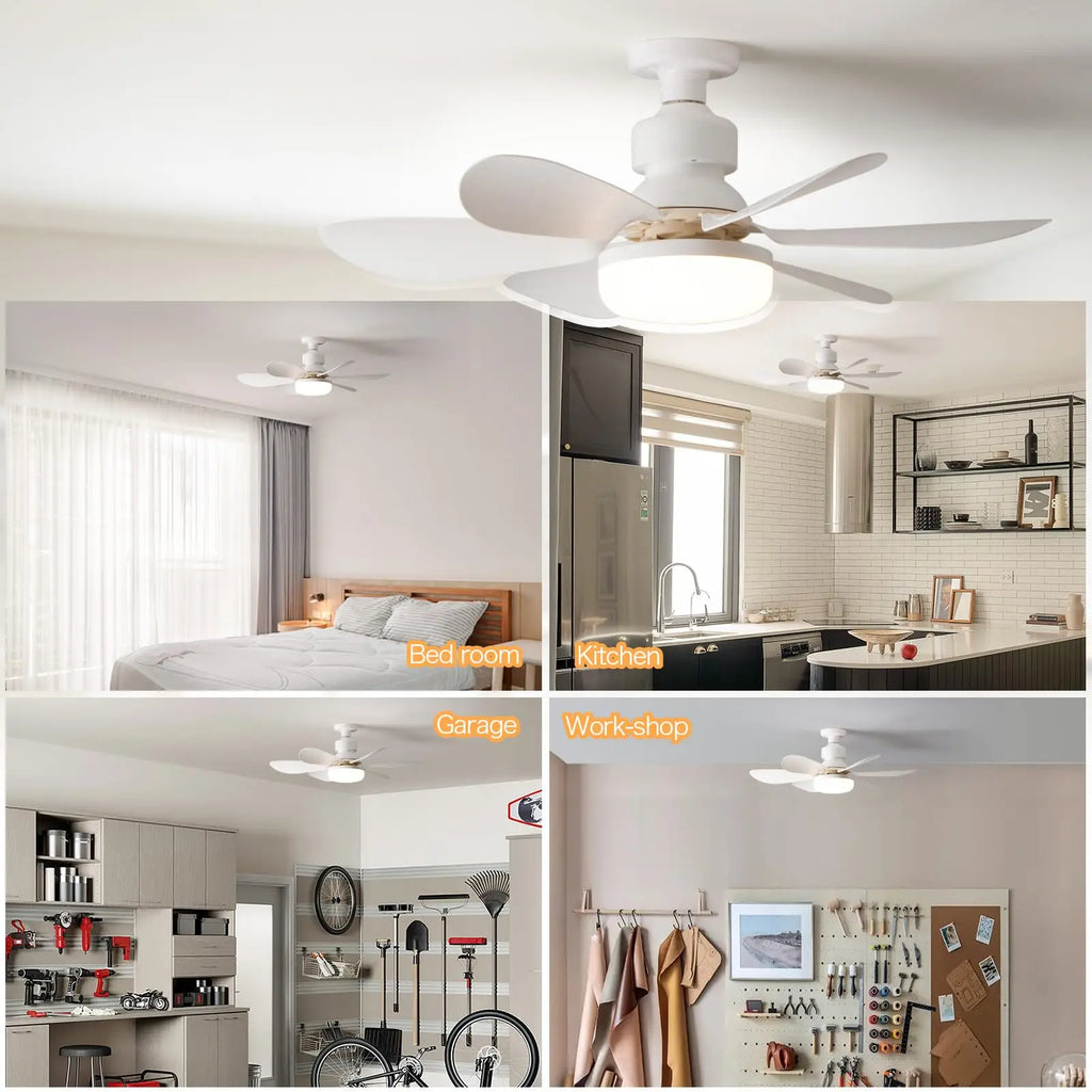 IRALAN - Ventilador de techo LED E27 con control remoto y luz regulable.
