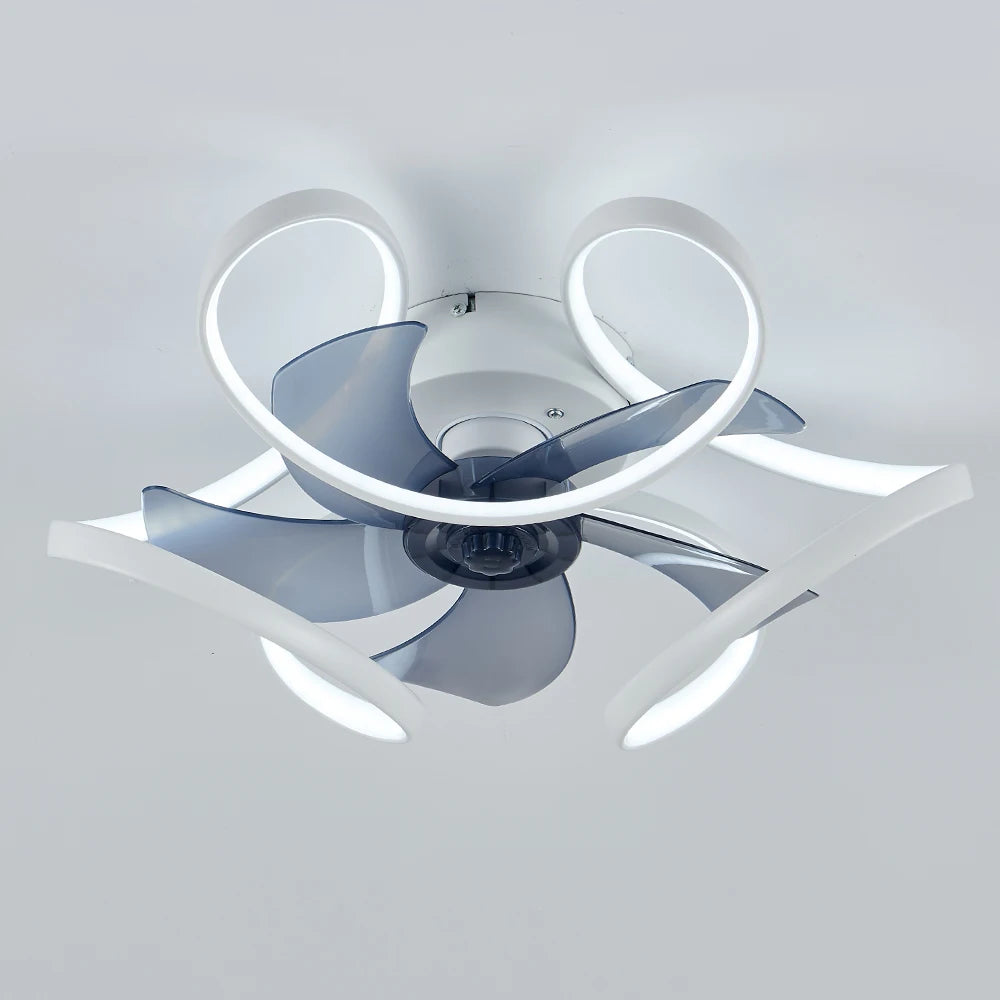 IRALAN - Ventilador de techo moderno con luz LED colorida y control remoto.