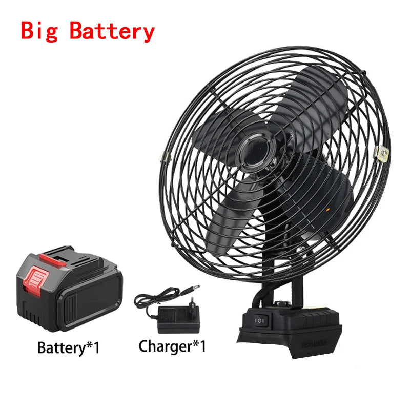 Ventilador de Camping de 10000/20000mAh, ventilador de Metal portátil inalámbrico de escritorio para pesca al aire libre de 6 pulgadas, ventilador de viento fuerte compatible con batería Makita de 20V