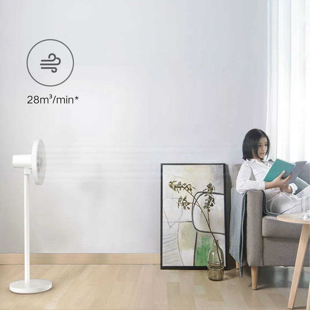 Ventilador de Piso con Cable MIJIA con 7 Aspas y Gran Flujo de Aire, Convertible para Uso en Escritorio y Piso, 90 °   Ventilador eléctrico de alcance ultra amplio para el hogar