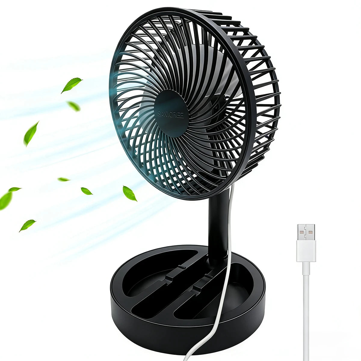 Ventilador pequeño con enchufe directo USB, ventilador de refrigeración portátil, circulador de aire de escritorio plegable para interiores y exteriores