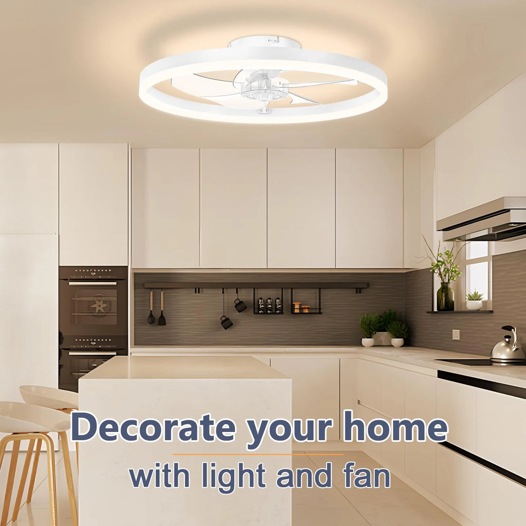 IRALAN - Ventilador de techo moderno con luz LED regulable y diseño ultrafino.