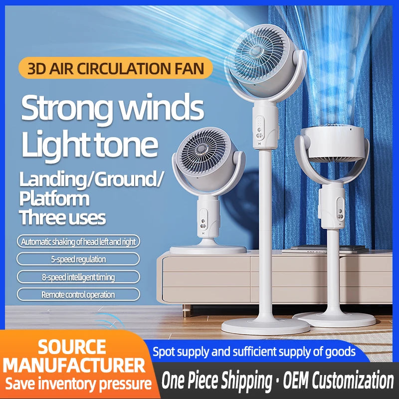 Ventilador de circulación de aire, ventilador oscilante recargable, soporte de ajuste de cinco engranajes, ventilador de circulación de aire doméstico de altura ajustable