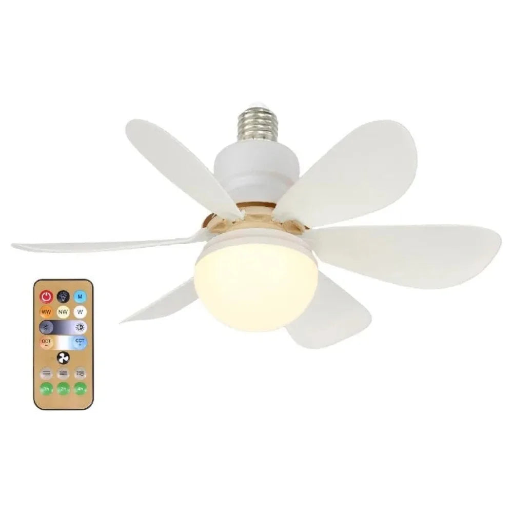IRALAN - Ventilador de techo LED E27 con control remoto y luz regulable.