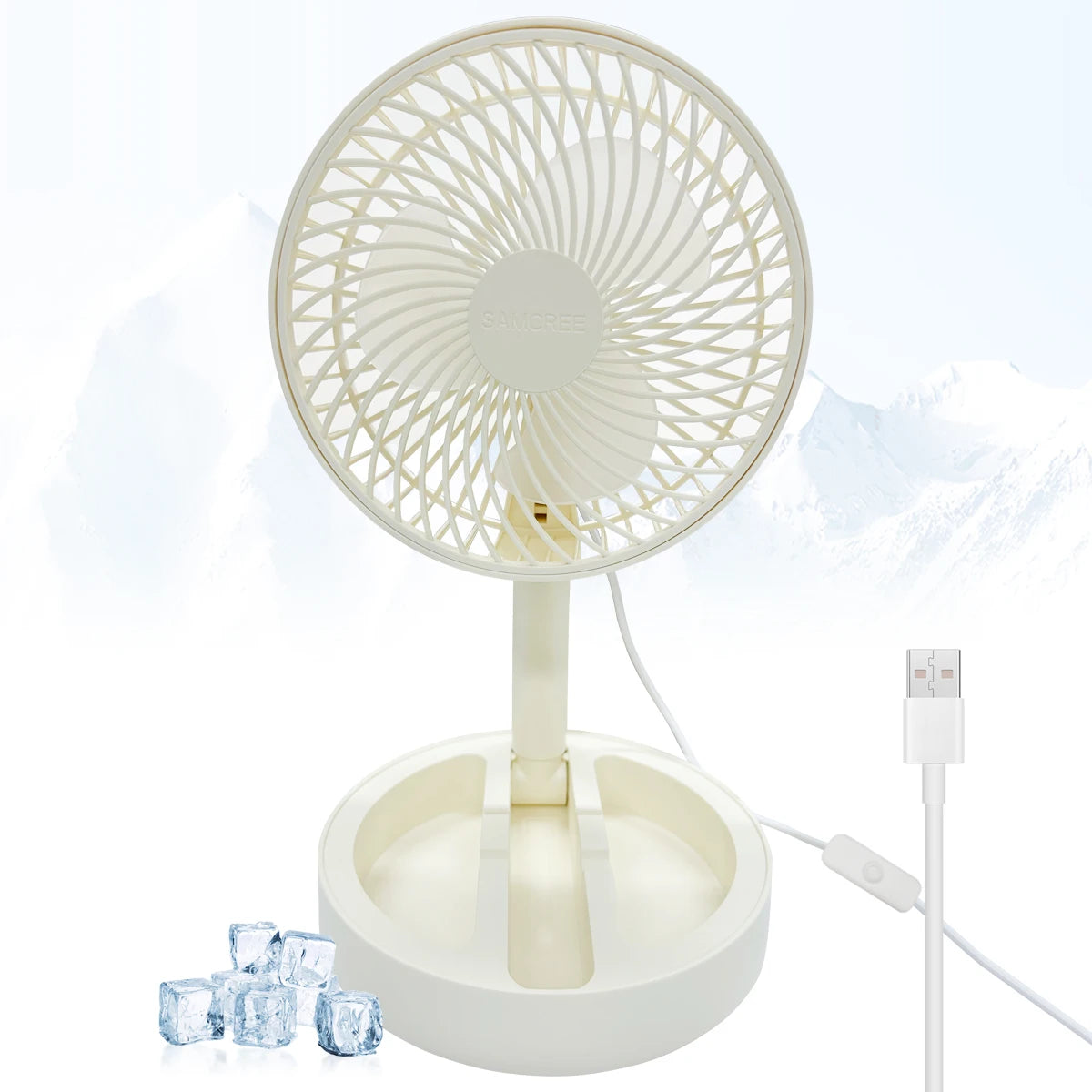 Ventilador pequeño con enchufe directo USB, ventilador de refrigeración portátil, circulador de aire de escritorio plegable para interiores y exteriores