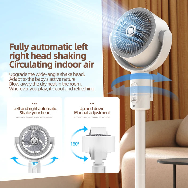 Ventilador de circulación de aire, ventilador oscilante recargable, soporte de ajuste de cinco engranajes, ventilador de circulación de aire doméstico de altura ajustable