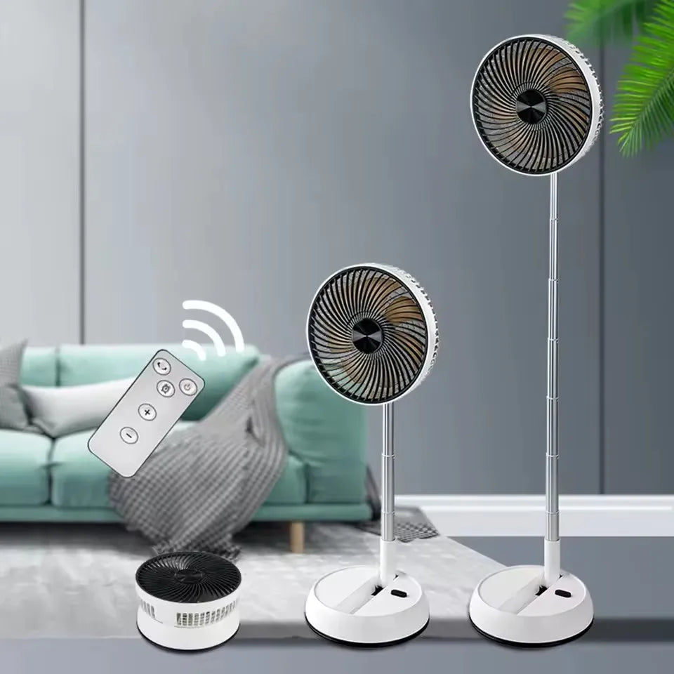 Ventilador plegable portátil, Enfriador de aire con Control remoto USB de 6000mAh, ventilador de pie inalámbrico recargable silencioso para el hogar al aire libre