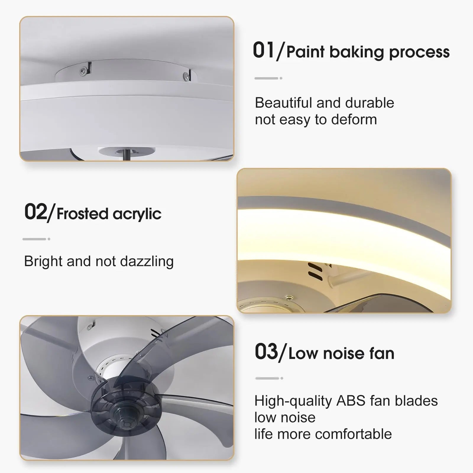 IRALAN - Ventilador de techo LED con control remoto, luz regulable y 6 velocidades.