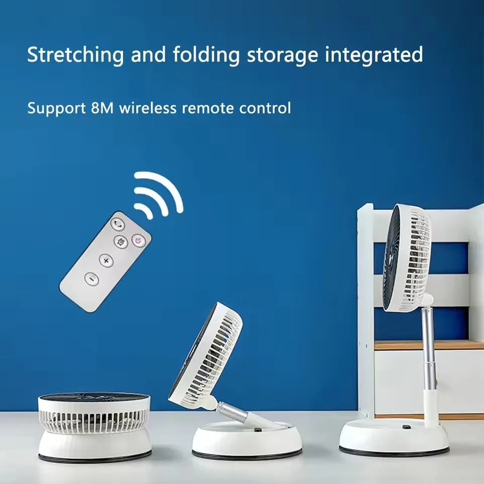 Ventilador plegable portátil, Enfriador de aire con Control remoto USB de 6000mAh, ventilador de pie inalámbrico recargable silencioso para el hogar al aire libre