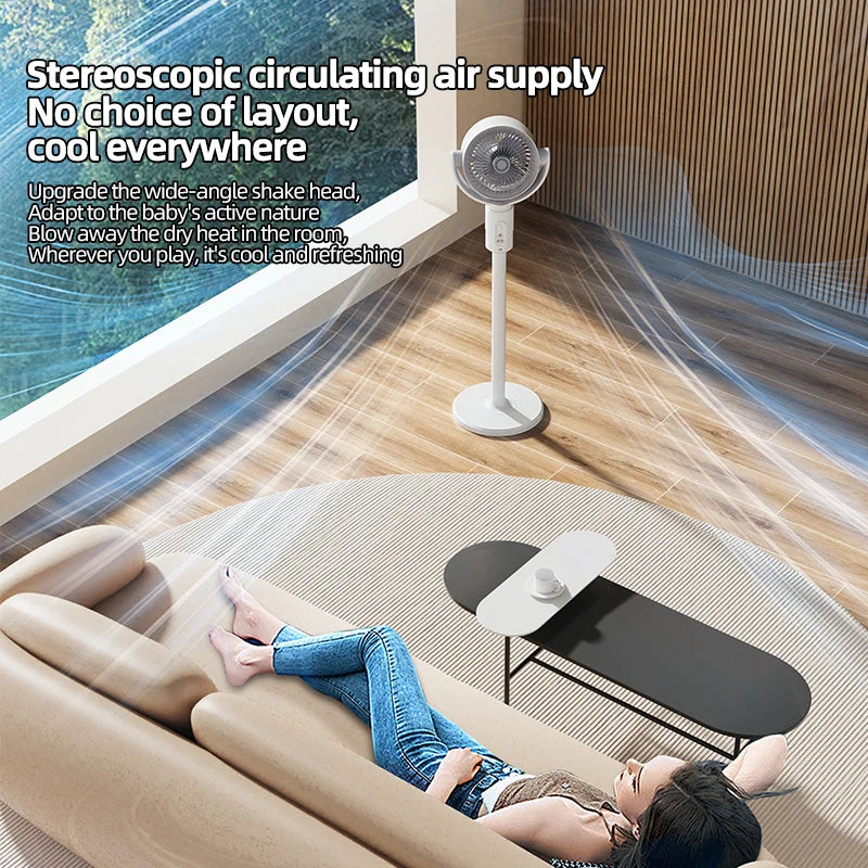 Ventilador de circulación de aire, ventilador oscilante recargable, soporte de ajuste de cinco engranajes, ventilador de circulación de aire doméstico de altura ajustable