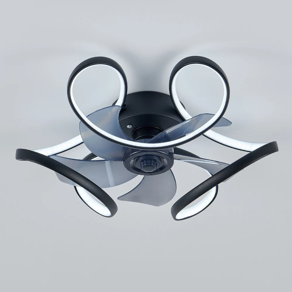IRALAN - Ventilador de techo moderno con luz LED colorida y control remoto.