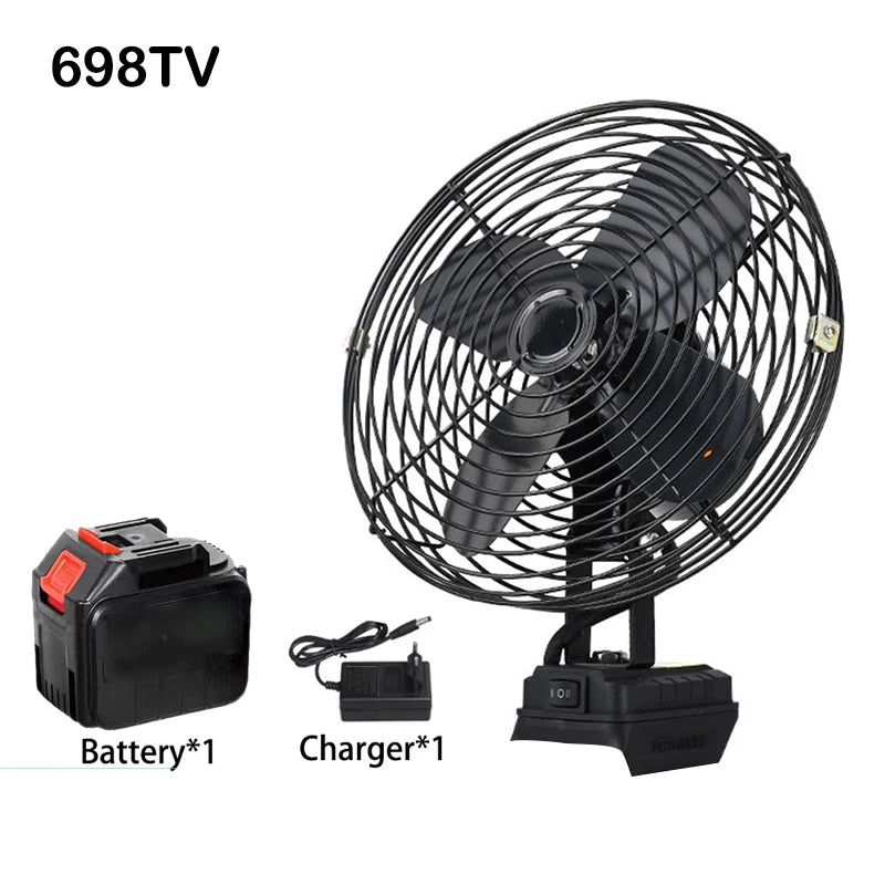 Ventilador de Camping de 10000/20000mAh, ventilador de Metal portátil inalámbrico de escritorio para pesca al aire libre de 6 pulgadas, ventilador de viento fuerte compatible con batería Makita de 20V