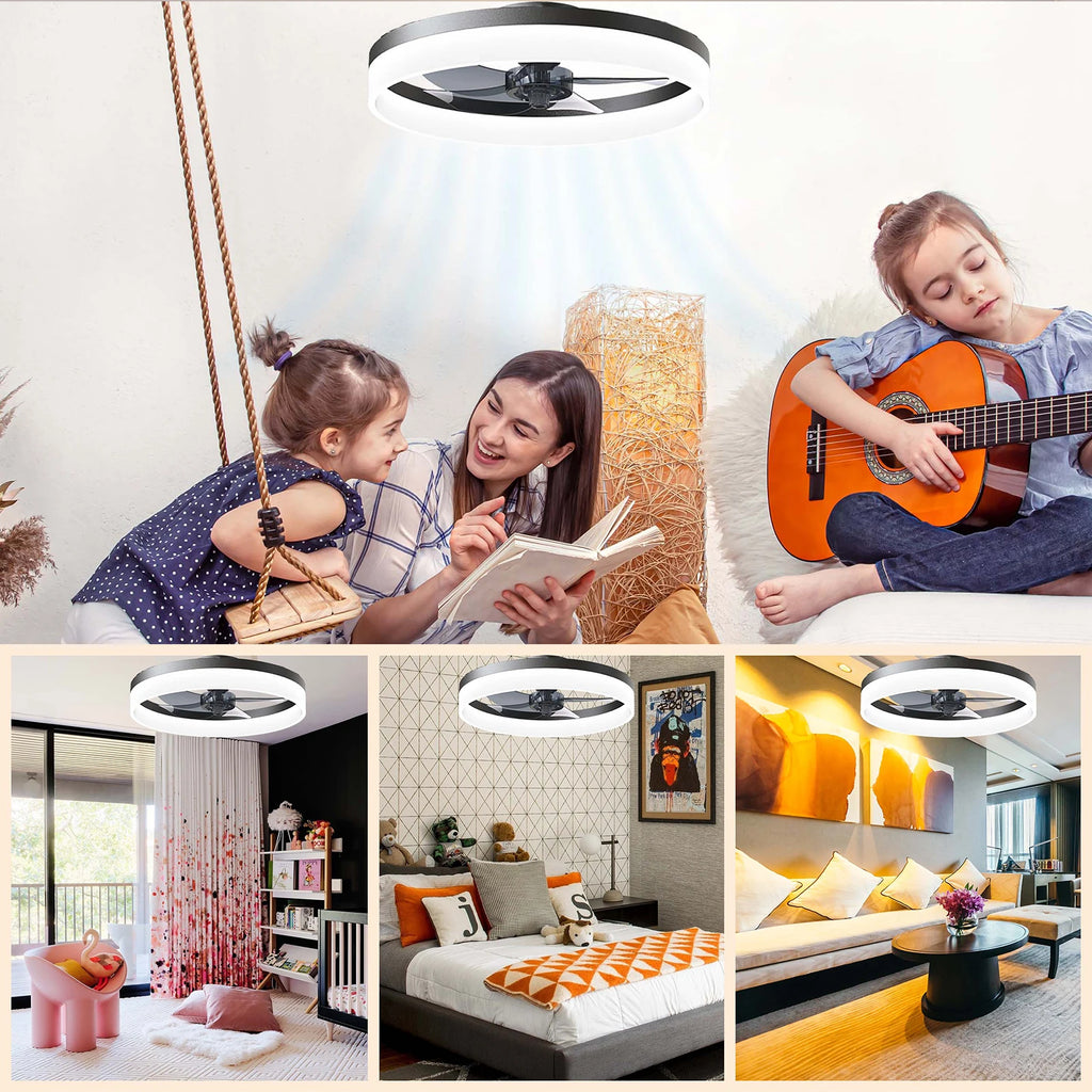 IRALAN - Ventilador de techo LED con control remoto, luz regulable y 6 velocidades.