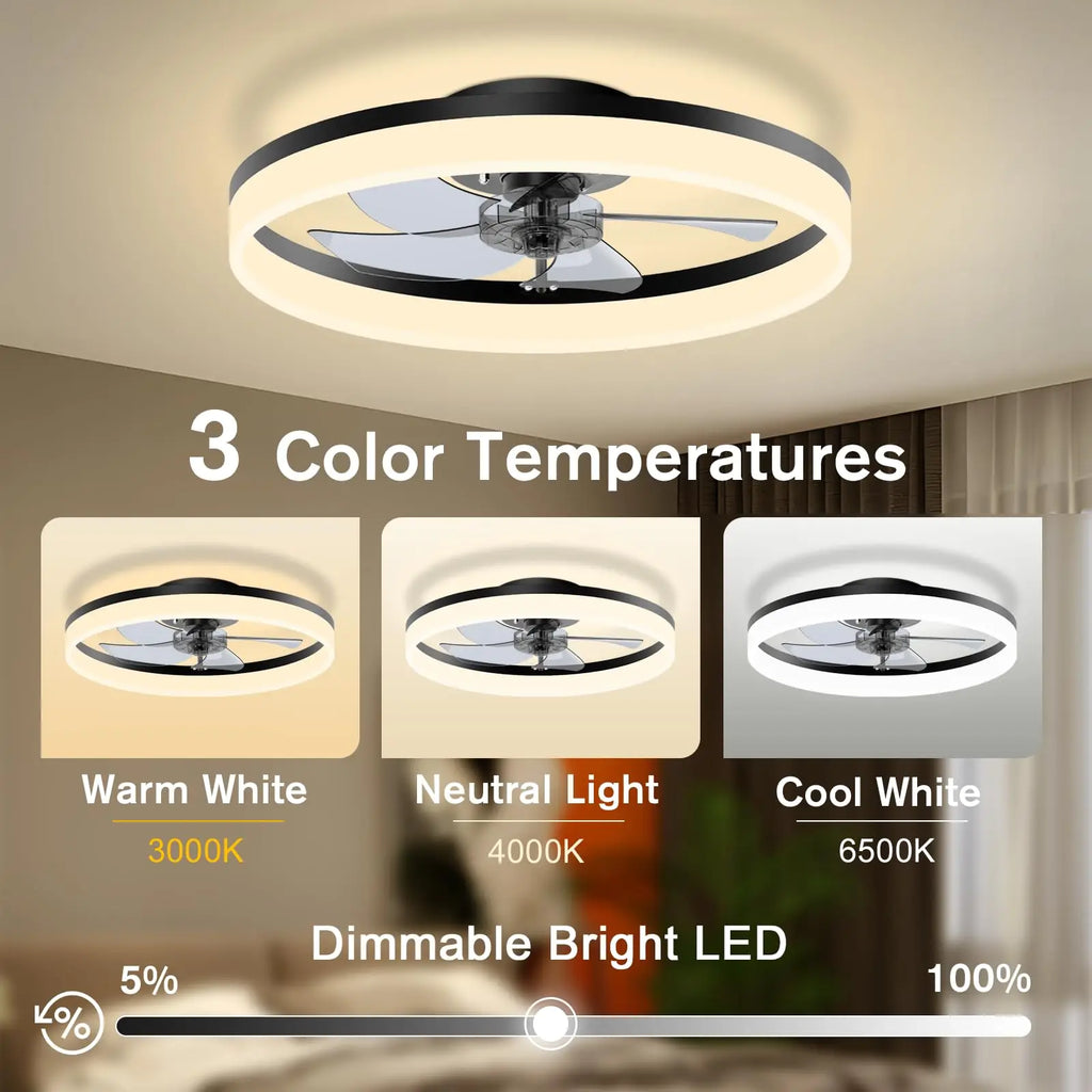 IRALAN - Ventilador de techo LED con control remoto, luz regulable y 6 velocidades.