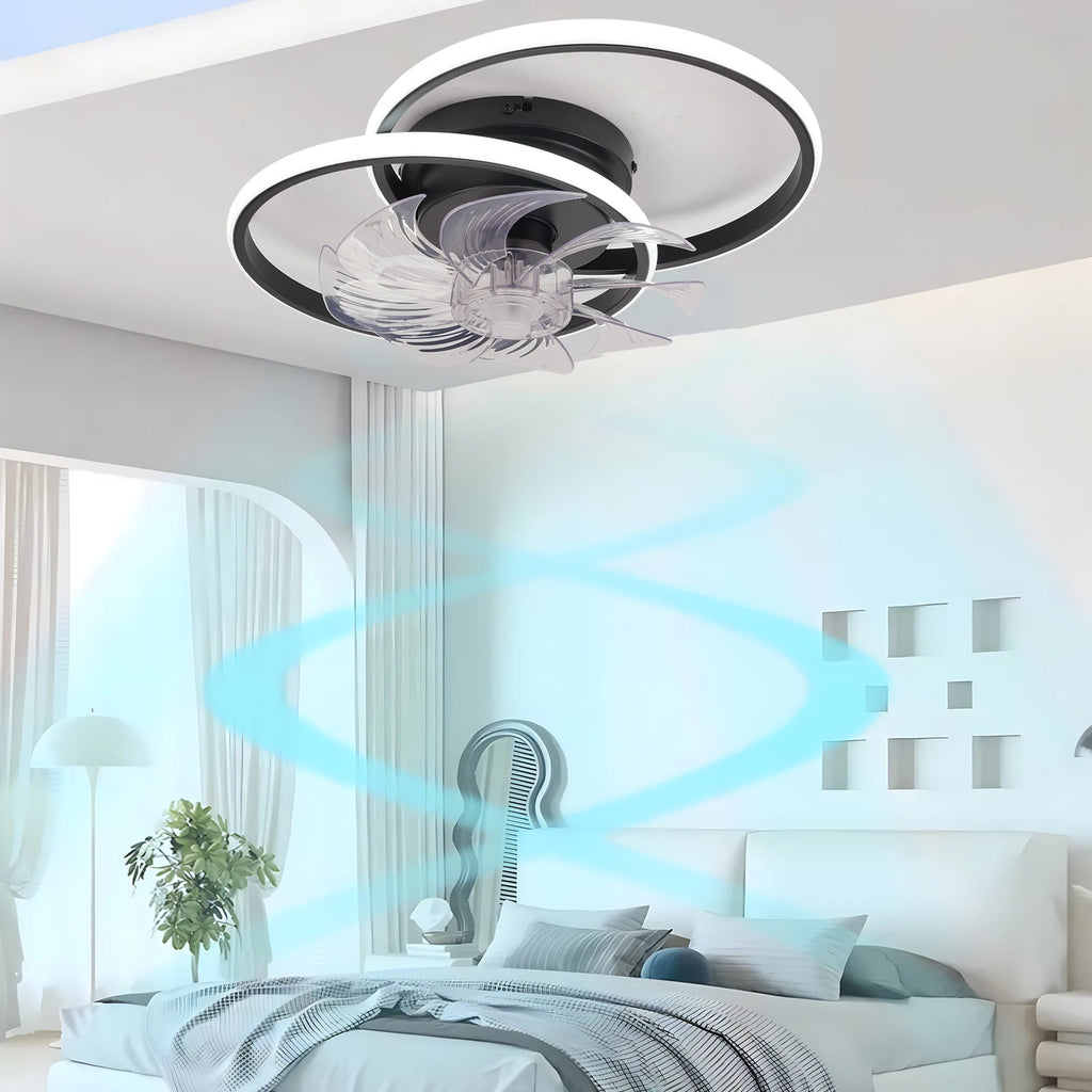 IRALAN - Ventilador de techo silencioso con luz LED y control remoto inteligente para dormitorio y sala de estar.