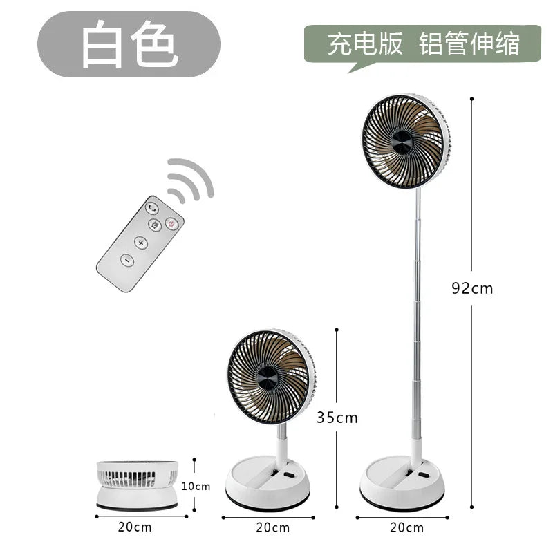 Ventilador plegable portátil, Enfriador de aire con Control remoto USB de 6000mAh, ventilador de pie inalámbrico recargable silencioso para el hogar al aire libre