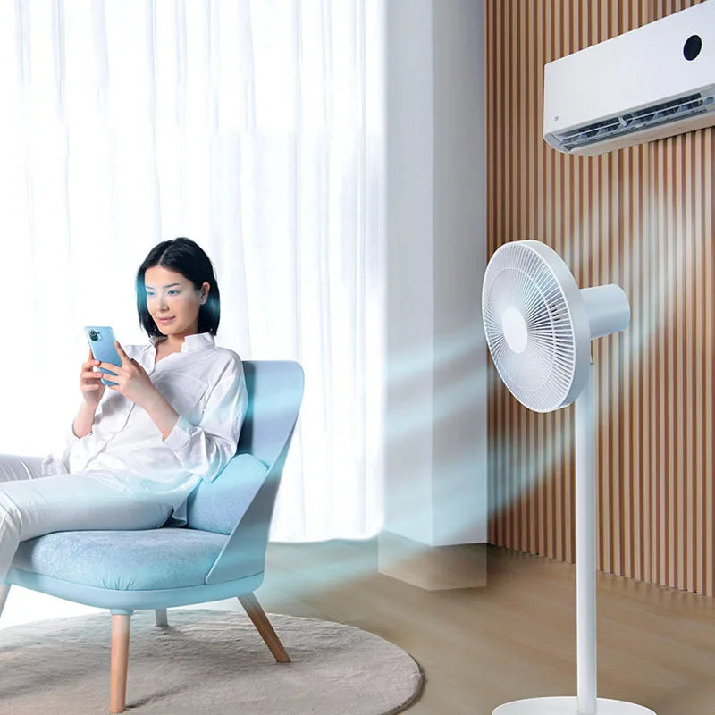 Ventilador de Piso con Cable MIJIA con 7 Aspas y Gran Flujo de Aire, Convertible para Uso en Escritorio y Piso, 90 °   Ventilador eléctrico de alcance ultra amplio para el hogar