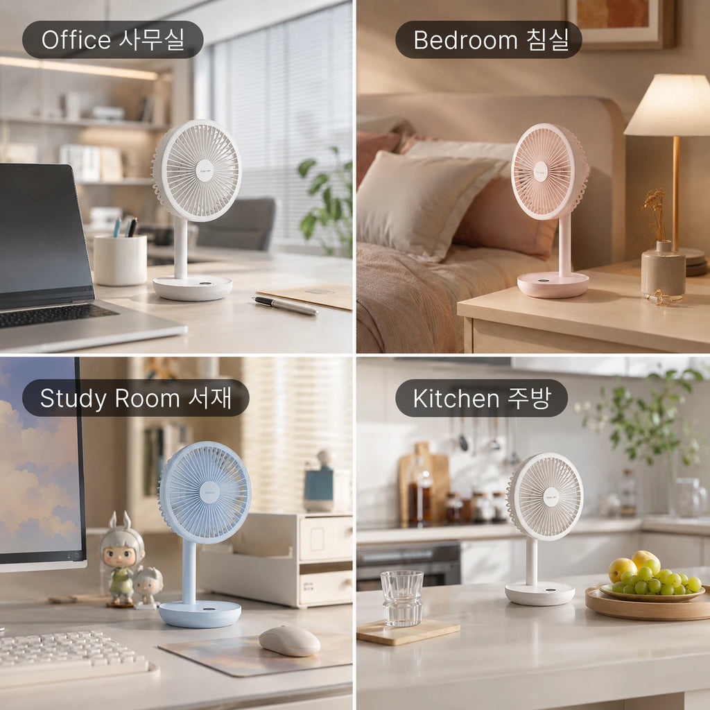 Ventilador de Escritorio Oscilante BLDC, 4000mAh, 5 Velocidades, Silencioso, Portátil, Recargable, con Función de Temporizador, para el Hogar, Habitación, Regalo