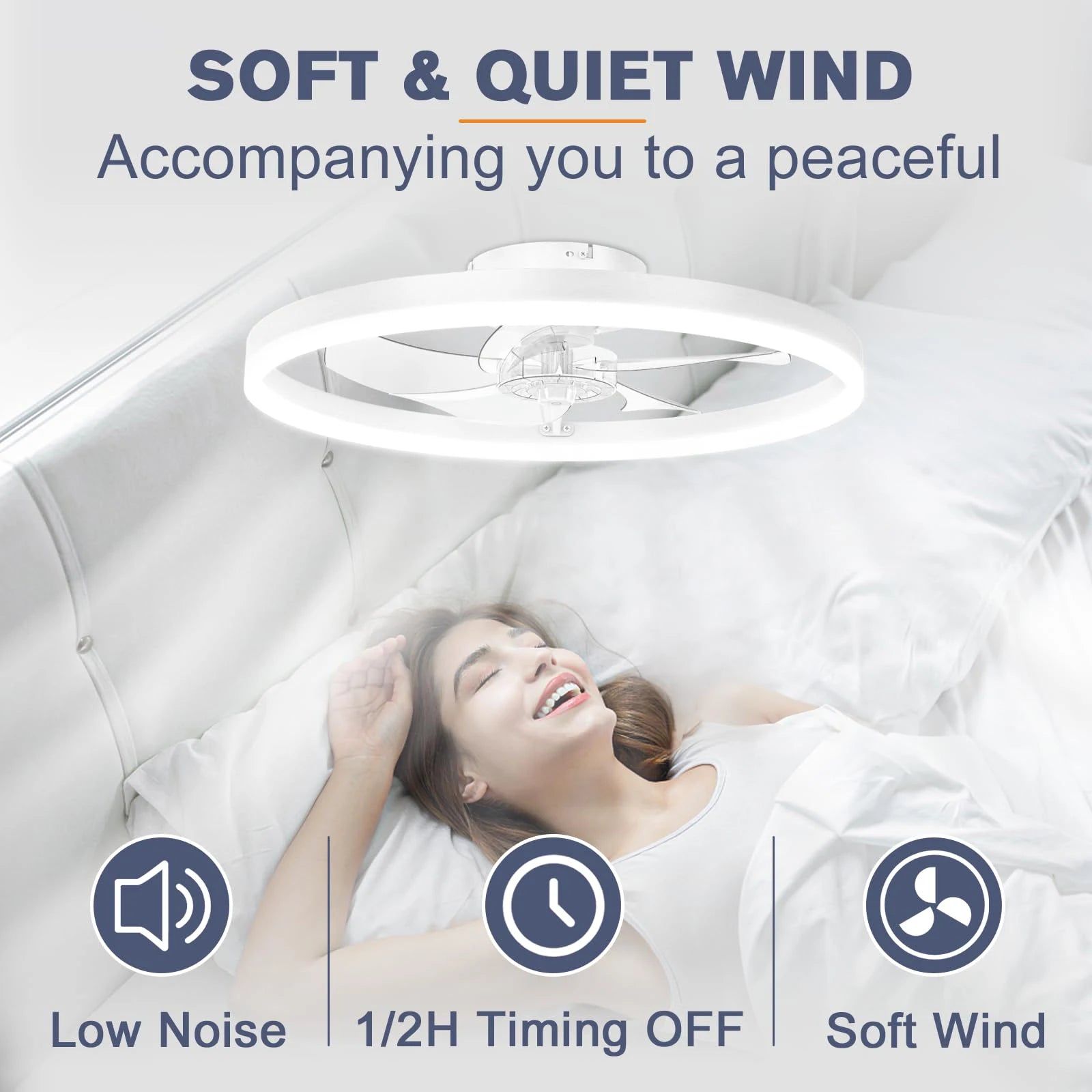 IRALAN - Ventilador de techo moderno con luz LED regulable y diseño ultrafino.