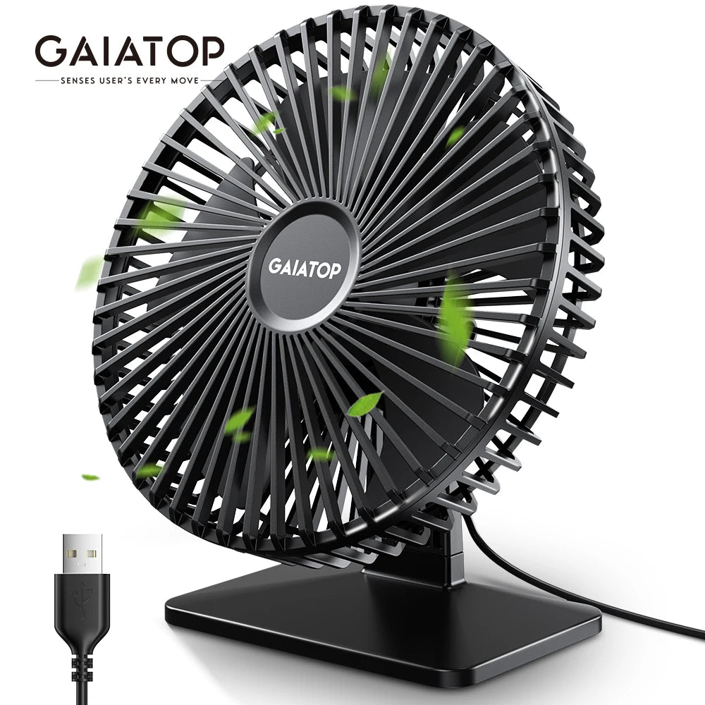 GAIATOP Ventilador de escritorio Ventilador USB portátil 90 °   Ventilador de refrigeración ajustable silencioso ajuste de 3 velocidades ultra silencioso adecuado para el hogar escritorio Oficina