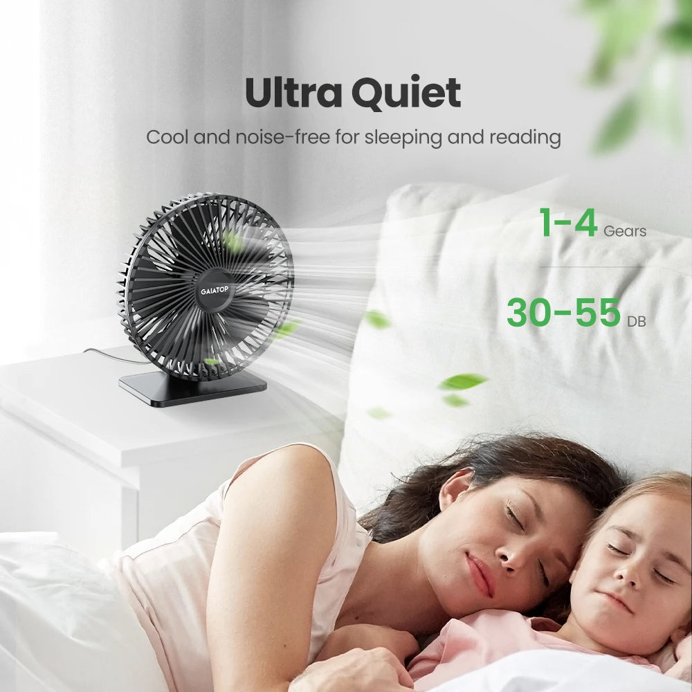GAIATOP Ventilador de escritorio Ventilador USB portátil 90 °   Ventilador de refrigeración ajustable silencioso ajuste de 3 velocidades ultra silencioso adecuado para el hogar escritorio Oficina