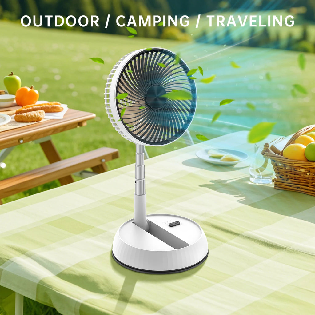Ventilador de pie oscilante portátil con mando a distancia, ventilador de escritorio plegable, ventilador de Pedestal con batería recargable para acampar