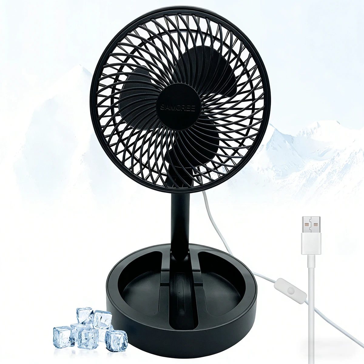 Ventilador pequeño con enchufe directo USB, ventilador de refrigeración portátil, circulador de aire de escritorio plegable para interiores y exteriores