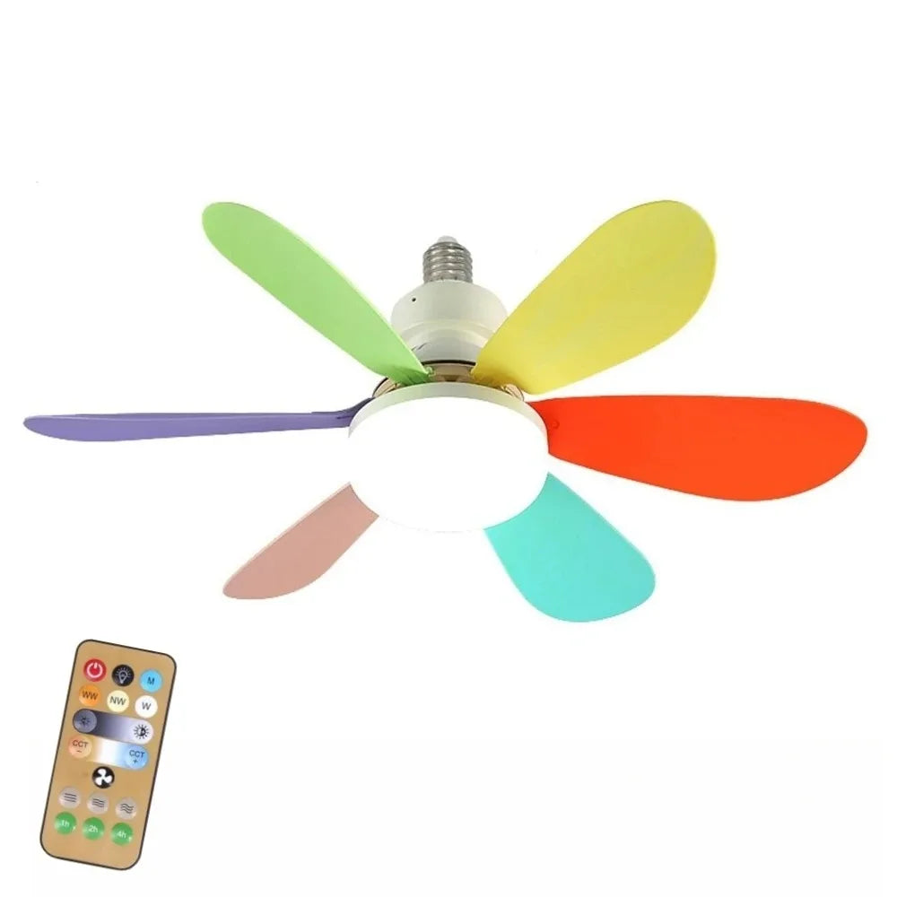 IRALAN - Ventilador de techo LED E27 con control remoto y luz regulable.